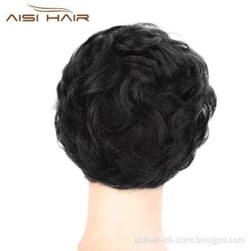 Aisi Hair Black Curly Chignon Bun Brazilian Human Hair Bun Elastic Rope Rubber Band Hairpiece Clip In Extension For Women